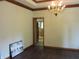 Spacious dining room featuring hardwood floors and elegant chandelier lighting at 4288 Silver Hill Dr, Greenwood, IN 46142