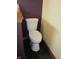 A simple toilet in a bathroom with plum and white walls and dark tile floors at 4288 Silver Hill Dr, Greenwood, IN 46142