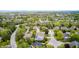 Stunning aerial view of a residential neighborhood showcasing lush greenery and well-maintained homes with a community pool at 434 Sheffield Ct, Carmel, IN 46032