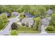 Expansive community view showcasing beautifully landscaped homes nestled amongst mature trees in a serene neighborhood setting at 434 Sheffield Ct, Carmel, IN 46032