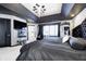Spacious primary bedroom with a dark ceiling, modern lighting, and lots of natural light at 434 Sheffield Ct, Carmel, IN 46032