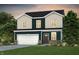Charming two-story home with a dark-green exterior, white trim, a two-car garage, and beautiful landscaping at 5931 Sterling Dr, Whitestown, IN 46075