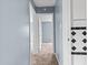 Fresh hallway leading to multiple rooms and a bathroom, freshly painted and recarpeted at 703 Kappes St, Indianapolis, IN 46221