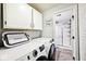 Efficient laundry room featuring updated appliances and convenient storage at 8024 Sunfield Ct # 5-B, Indianapolis, IN 46214