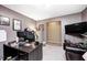 Comfortable office space features a modern desk, dual monitors, and neutral color scheme at 8206 Bull Run Ct, Indianapolis, IN 46227