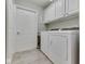 Laundry room featuring white cabinets, a washer, and a dryer at 1130 Deerbrook Trl, Greenwood, IN 46142