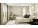 Cozy bedroom featuring a desk area, modern decor, and plenty of natural light at 11626 Aubrey Ln, Fishers, IN 46040