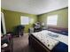 Bedroom featuring carpeted floors, two windows and an olive green paint color at 1809 N Harding St, Indianapolis, IN 46202