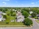 Aerial view of a home's backyard with patio set and shed at 2 E Quail Wood Ln, Westfield, IN 46074