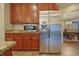 Modern kitchen with stainless steel refrigerator and microwave at 3247 Moonlight Ct, Columbus, IN 47203