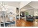 Open floor plan showcasing the dining area, kitchen, and living room with cohesive interior design at 35 Osage Ct, Columbus, IN 47201