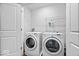 Functional laundry room equipped with washer and dryer hookups and overhead shelving at 3658 Graceland Ave, Indianapolis, IN 46208