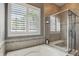 Sunlit bathroom with a luxurious tub and glass shower, complete with modern fixtures at 3815 Harrison Crossing Ln, Greenwood, IN 46142