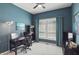 Home office with dark furniture, blue walls, and large windows with natural light at 3815 Harrison Crossing Ln, Greenwood, IN 46142