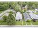 An elevated perspective reveals the house's tidy yard and lush surroundings, nestled among neighboring houses and mature trees at 5225 E St Clair St, Indianapolis, IN 46219
