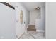 Bright entryway with light gray walls, modern tile floors, and an elegant front door with decorative glass at 5236 Honey Comb Ln, Indianapolis, IN 46221