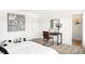 Modern bedroom with sporty decor, desk and chair, and a view of the closet at 5312 Summerton St, McCordsville, IN 46055