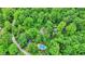 Aerial view showcasing a home near a swimming pool surrounded by greenery at 7335 Bethany Park, Martinsville, IN 46151