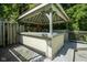 The outdoor gazebo features a bar counter, perfect for entertaining while overlooking the pool and backyard at 858 Cedar Wood, Carmel, IN 46032
