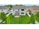 Overhead view of a large backyard featuring a gazebo and a pristine lawn and fence at 951 Parker Ln, Westfield, IN 46074
