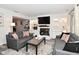 Cozy living room with a brick fireplace, built-in shelving, and comfortable seating at 1236 Central Ave, Indianapolis, IN 46202