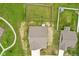 An aerial view shows a vast backyard with a fence enclosing the space, offering privacy and security at 1270 Shaw Ln, Shelbyville, IN 46176