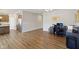 Spacious home office area with wood floors, built-in desk, and natural light at 1270 Shaw Ln, Shelbyville, IN 46176