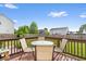 A view of the backyard deck set with a table and chairs at 12832 Broncos Dr, Fishers, IN 46037