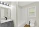 Well-lit bathroom featuring a shower, vanity, and toilet for a functional space at 1515 S Emerson Ave, Indianapolis, IN 46203