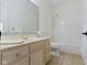 Bathroom with a single sink vanity, and shower-tub combo at 1941 Orchard Ct, Carmel, IN 46280