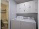 This is a laundry room with washer and dryer and cabinet storage at 2807 Westleigh Dr, Indianapolis, IN 46268