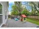 Relaxing deck with sectional, seating, and play area perfect for entertaining at 3221 Holt St, Whiteland, IN 46184