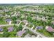 Expansive aerial view of a lovely neighborhood with mature trees and well-maintained homes and lush green landscaping at 4368 W Eagle Trce, New Palestine, IN 46163