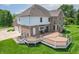 Exterior of a large home showcasing a spacious wooden deck and a sprawling, well-maintained lawn at 4368 W Eagle Trce, New Palestine, IN 46163