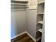 Walk-in closet space with built-in shelves for optimized storage at 5725 W 200 N, Lebanon, IN 46052