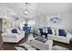 The well-staged living room features hardwood floors, contemporary furniture, and modern decor at 608 Fisher Creek Dr, Indianapolis, IN 46239