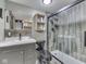 A remodeled bathroom with sleek black fixtures at 6091 Mt Moriah Rd, Nineveh, IN 46164