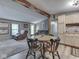 Eat-in kitchen featuring stainless steel appliances, wood countertops, and view to the living room at 6091 Mt Moriah Rd, Nineveh, IN 46164