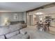 Comfortable living room with open layout to dining and kitchen areas at 6091 Mt Moriah Rd, Nineveh, IN 46164