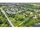 Picturesque aerial view shows neighborhood's mature landscaping, ponds, and expansive green spaces, balancing community and nature at 7056 E 171St St, Noblesville, IN 46062
