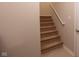 Carpeted staircase with handrail at 808 Heartland Ln, Brownsburg, IN 46112