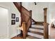 Staircase with wooden railings, and decorative tile risers at 847 N Park Ave, Indianapolis, IN 46202