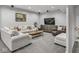Basement Gathering room with stylish sofas, coffee table, and large television at 914 N College Ave, Indianapolis, IN 46202