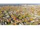 Stunning aerial view of a vibrant neighborhood in the fall, showcasing beautiful tree coverage and city skyline at 1016 Churchman Ave, Indianapolis, IN 46203