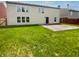 Large backyard with a concrete patio and green lawn, perfect for outdoor activities at 10366 Camby Xing, Fishers, IN 46038