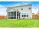 Large backyard featuring a screened porch, wooden fence, and well-manicured lawn at 10447 Pintail Ln, Indianapolis, IN 46239