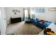 Bright bedroom featuring a trampoline, bed, and modern décor for a playful and comfortable space at 10447 Pintail Ln, Indianapolis, IN 46239