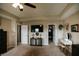 A bright bedroom with modern decor and a view through the open door to another room at 10447 Pintail Ln, Indianapolis, IN 46239