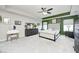 Spacious primary bedroom with a tray ceiling, a bed, and dual dressers at 10447 Pintail Ln, Indianapolis, IN 46239