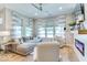 Inviting living room with plush seating, fireplace, large windows, and modern decor at 13217 E 131St St, Fishers, IN 46037